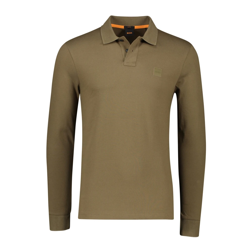 Hugo Boss Bruine Slim Fit Polo Lange Mouw Green Heren