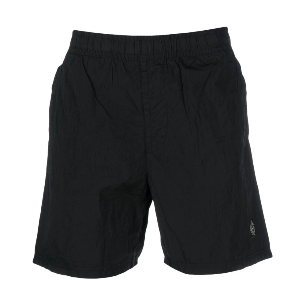 Stone Island Black Compass-Patch Swim Shorts - Male - Beachwear - Xl - Swimwear