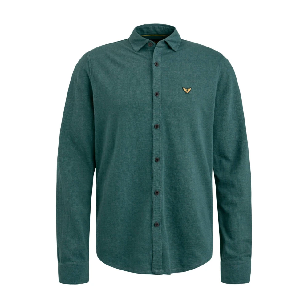 PME Legend regular fit overhemd met herringbone patroon groen