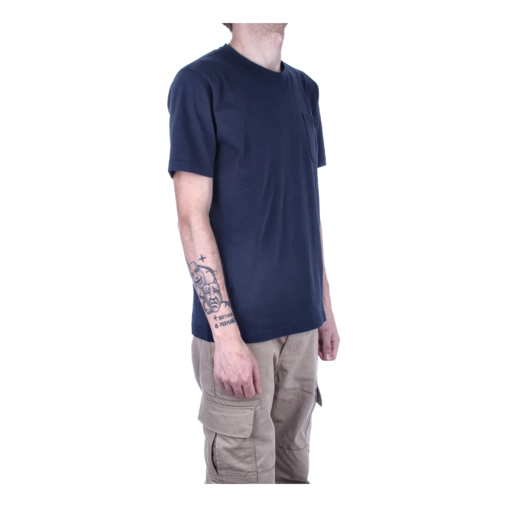 Aspesi Blauw Katoenen T-shirt met Voorzak Blue Heren