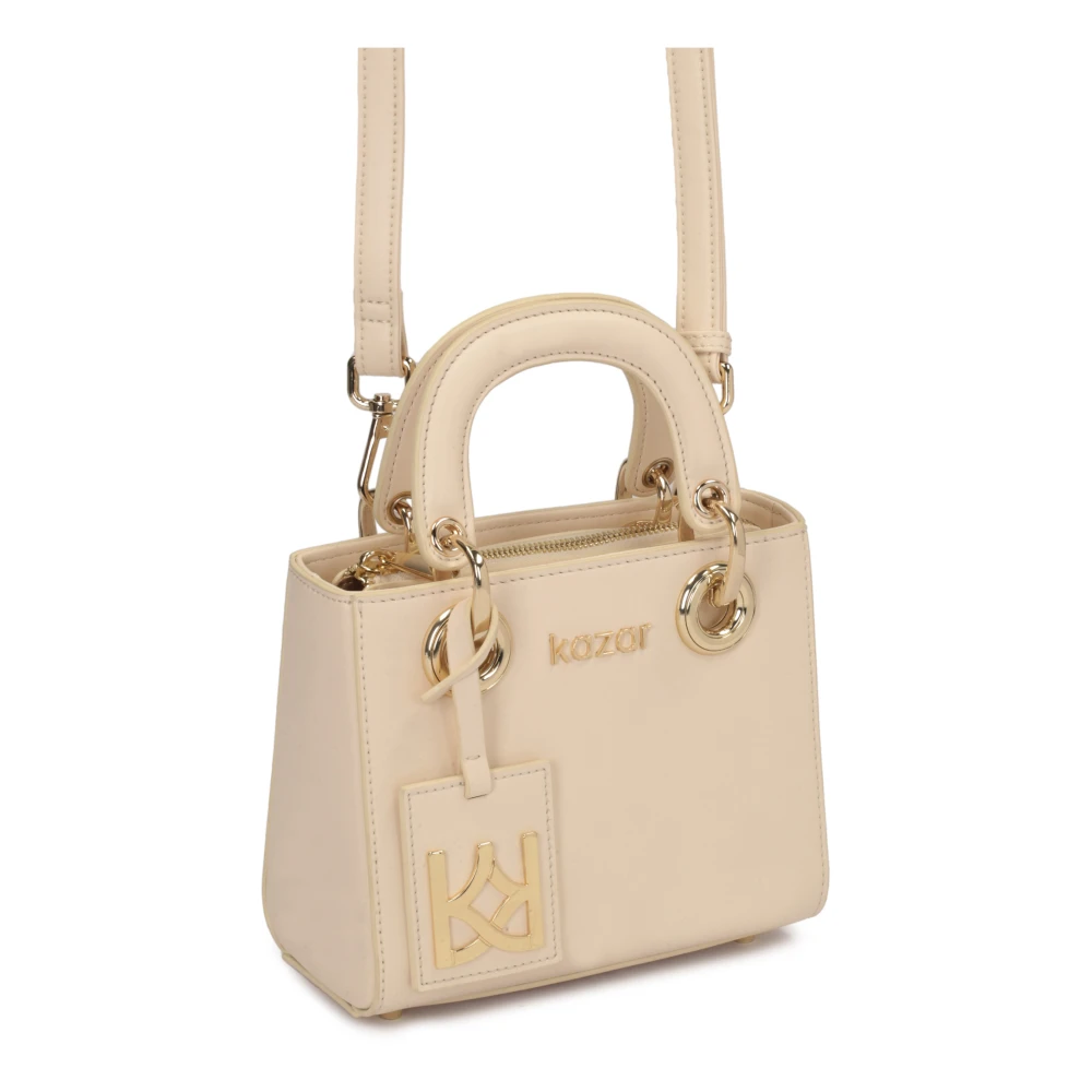 Kazar Kleine leren tas met handvatten Beige Dames