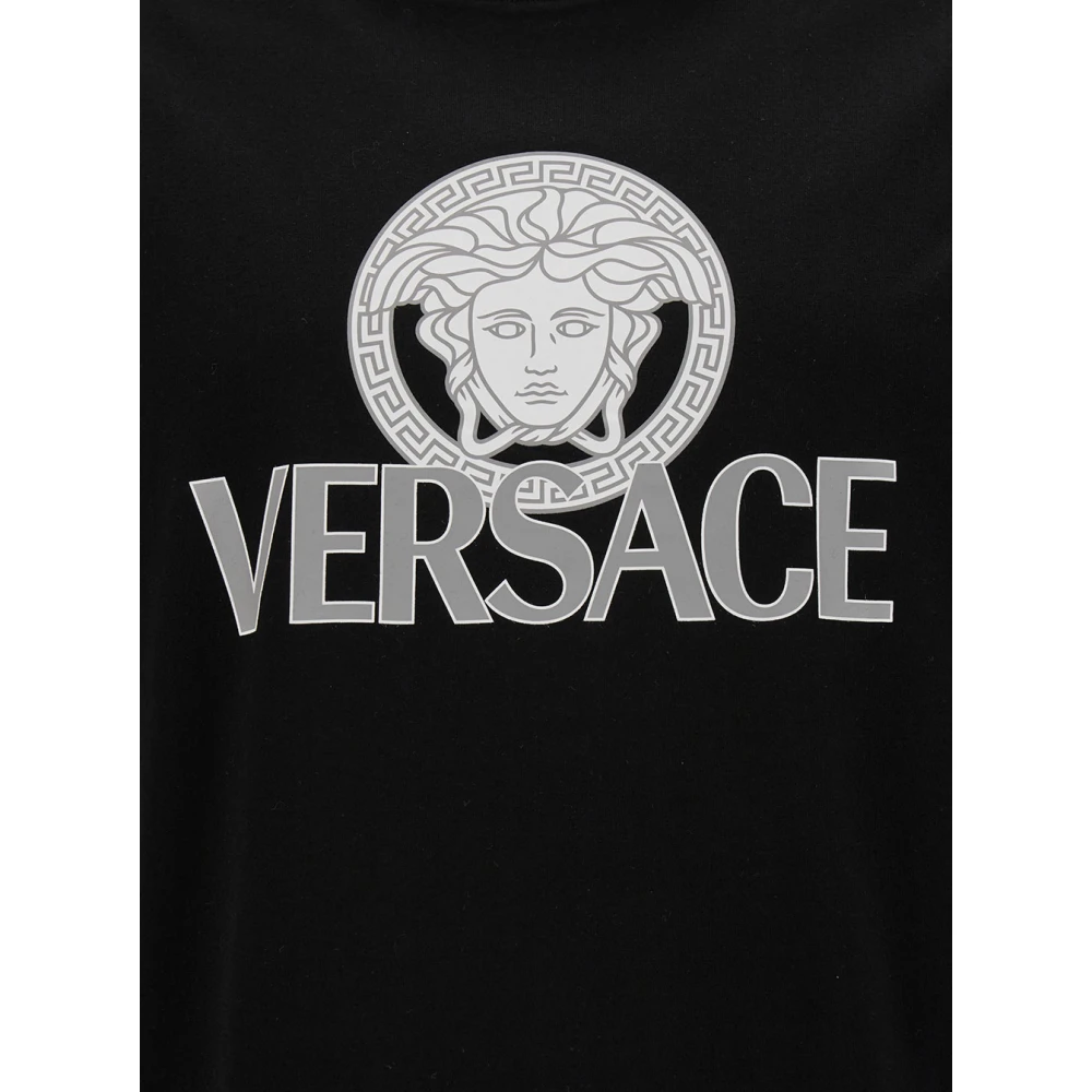 Versace Zwart T-shirt met Logo Print Black Heren