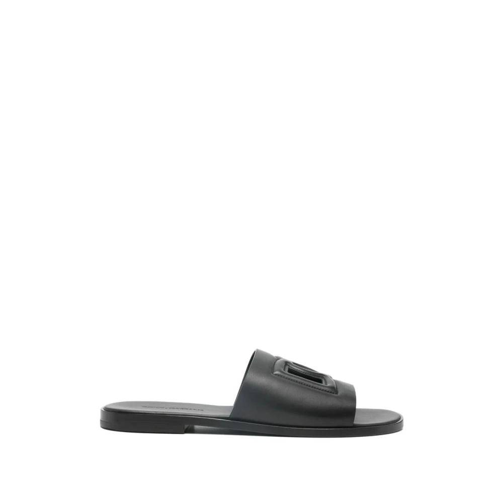 Dolce & Gabbana Mannelijk Zwart Schoenen Heren, 41 Eu, Nylon, Calfskin Slide