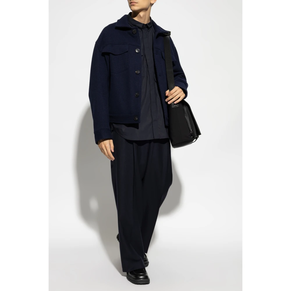 Emporio Armani Wollen jas Blue Heren