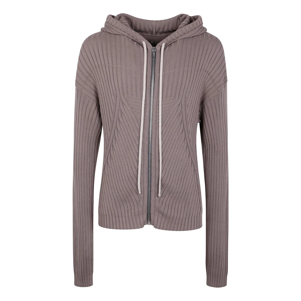 Rick Owens Hoodie met rits in chunky breisel Gray Heren
