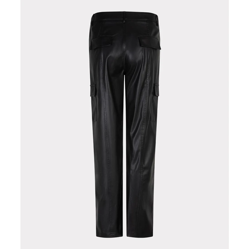 Esqualo Vegan leren cargobroek in zwart Black Dames