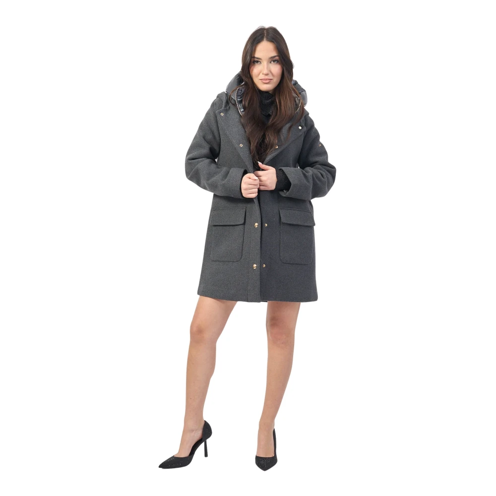 YES ZEE Antraciet gewatteerde jas met afneembaar gewatteerd vest Gray Dames