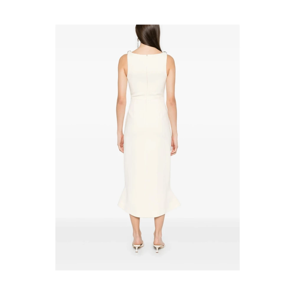 David Koma Mouwloze U-Hals Amandel Beige Jurk White Dames