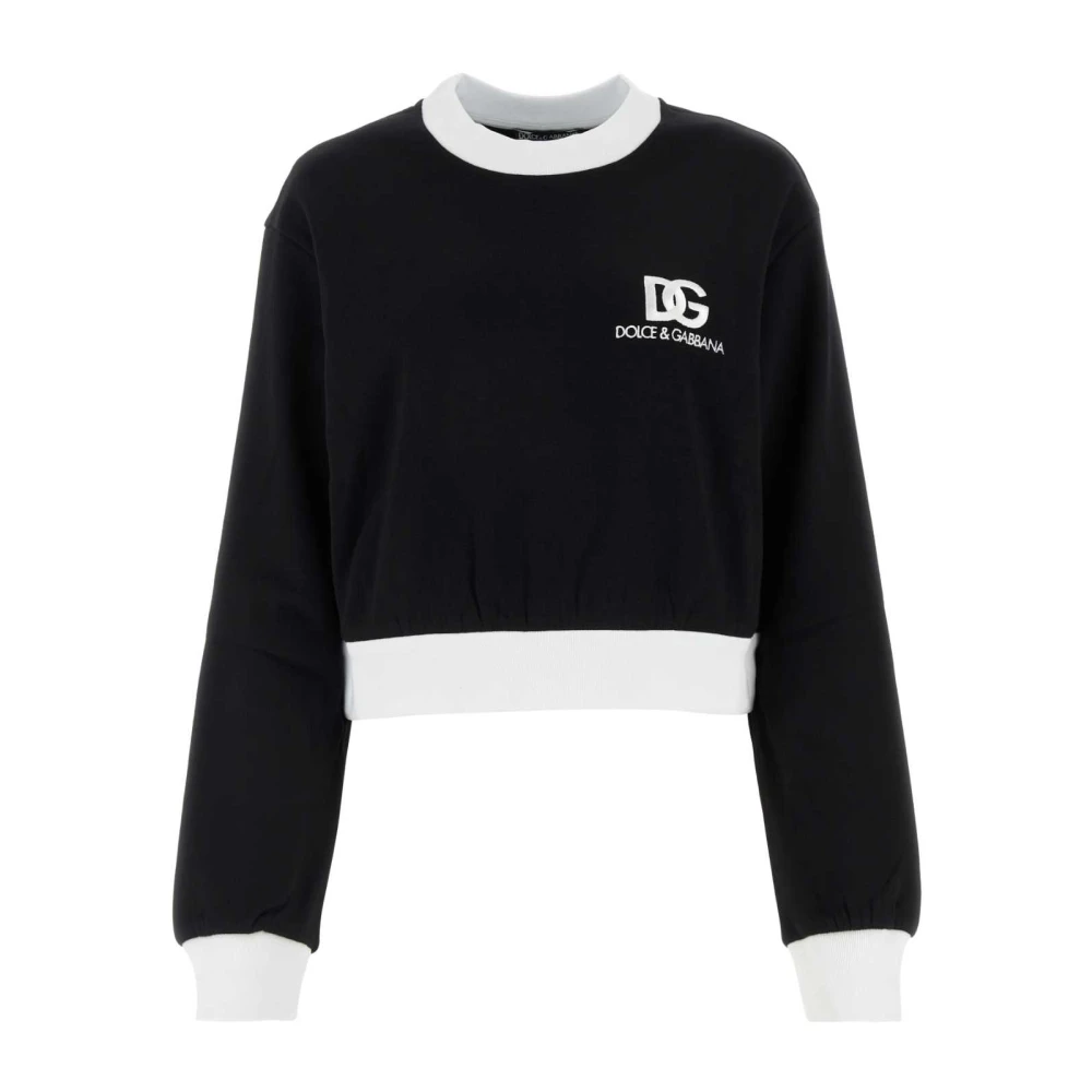 Dolce & Gabbana Zwarte katoenmix sweatshirt Black Dames