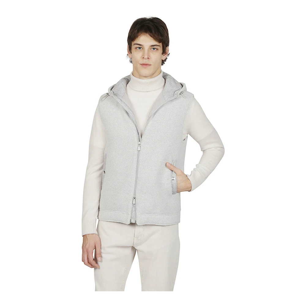 Eleventy Kasjmierwol Hooded Gilet Gray Heren