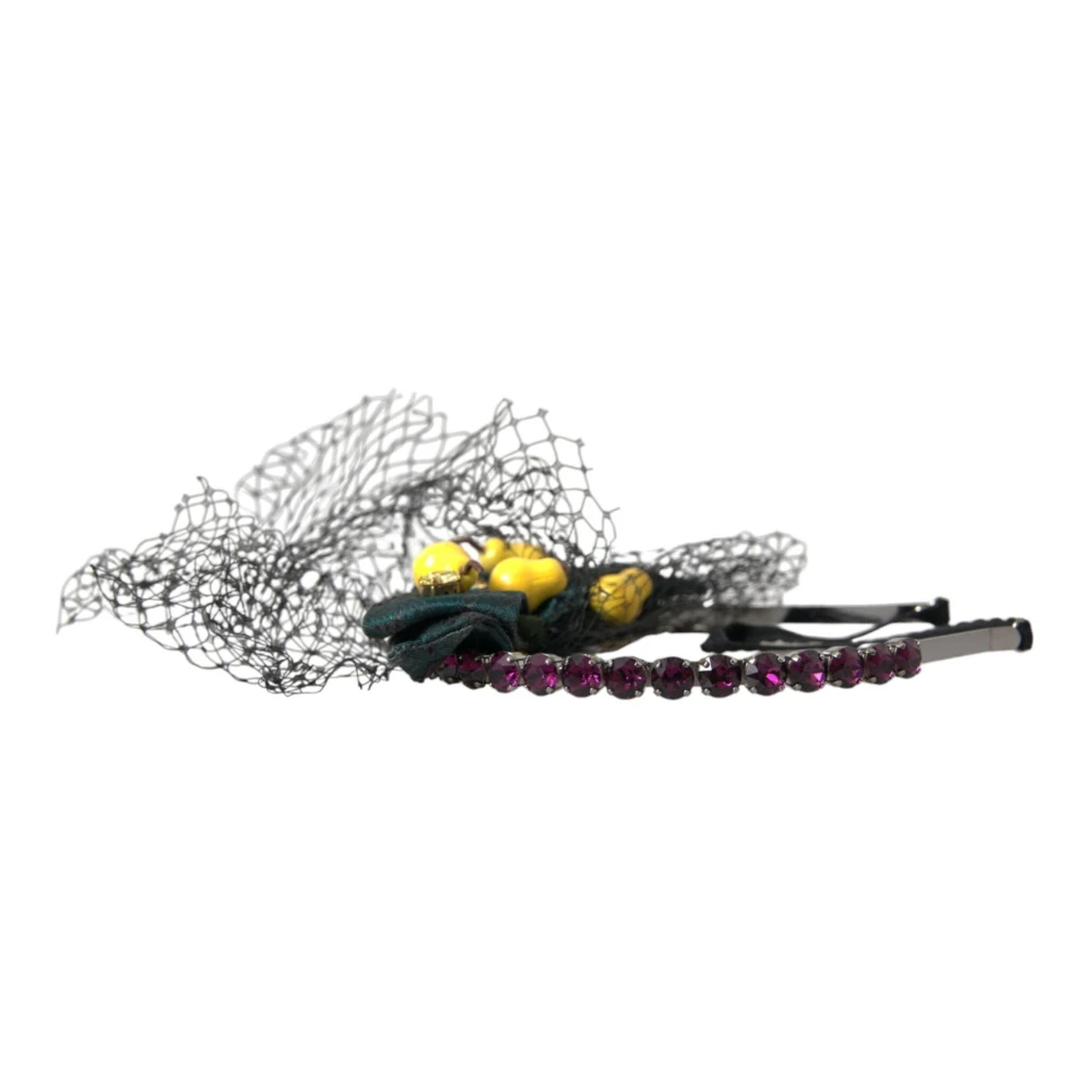 Dolce & Gabbana Zwarte Citroenen Sicilië Kristal Haarband Multicolor Dames