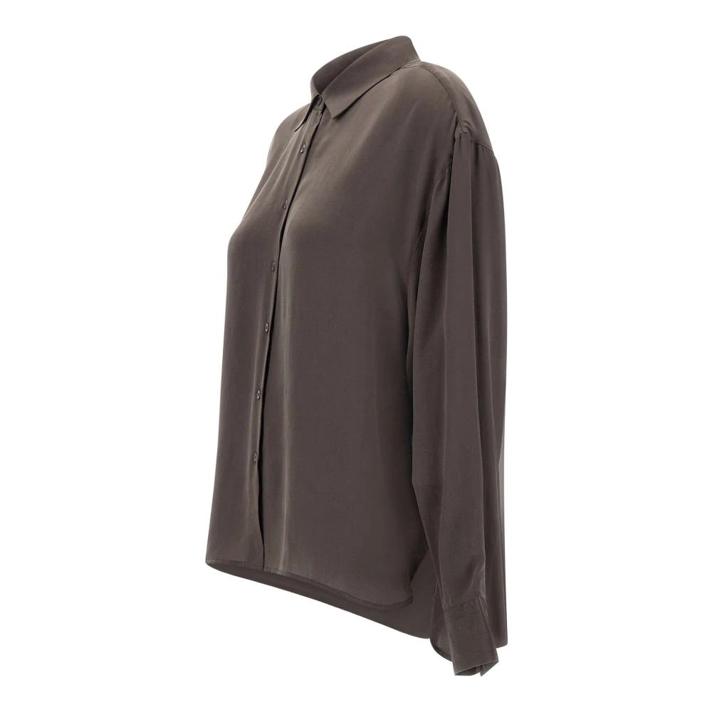 IRO Zijden Chocolade Shirt met Lange Mouwen Brown Dames