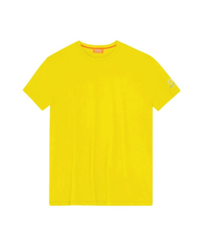 yellow-logo-print-crew-neck-t-shirt