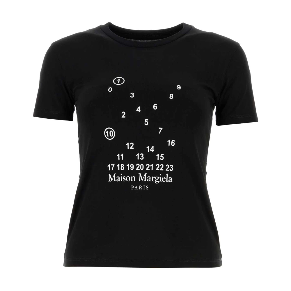 Maison Margiela Zwarte katoenen T-shirt Black Dames