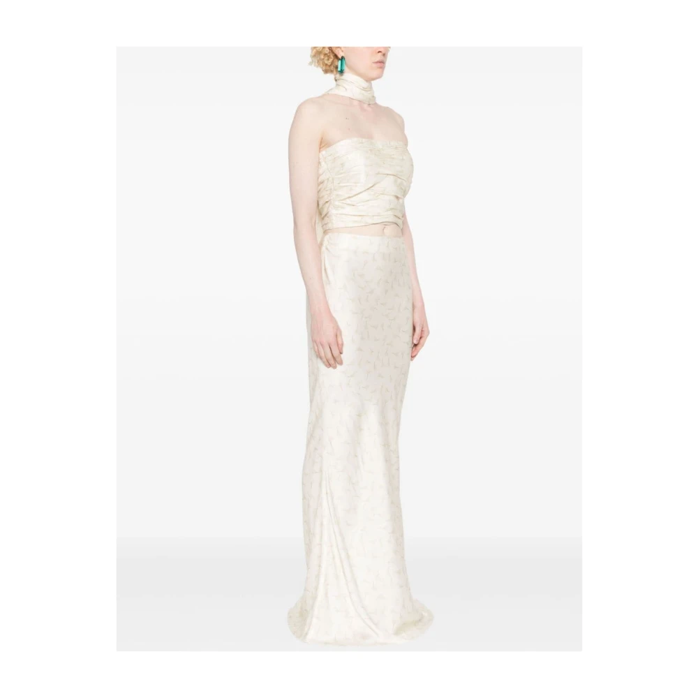 Rotate Birger Christensen Satijnen Crop Scarf Top White Dames