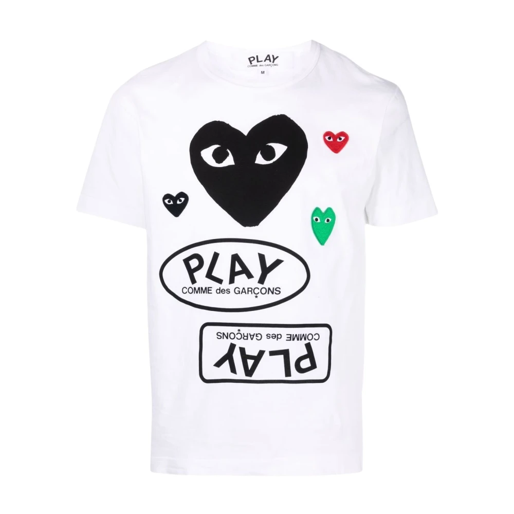 Comme des Garçons Play Vit T-shirt med hjärtlogotyptryck White, Herr