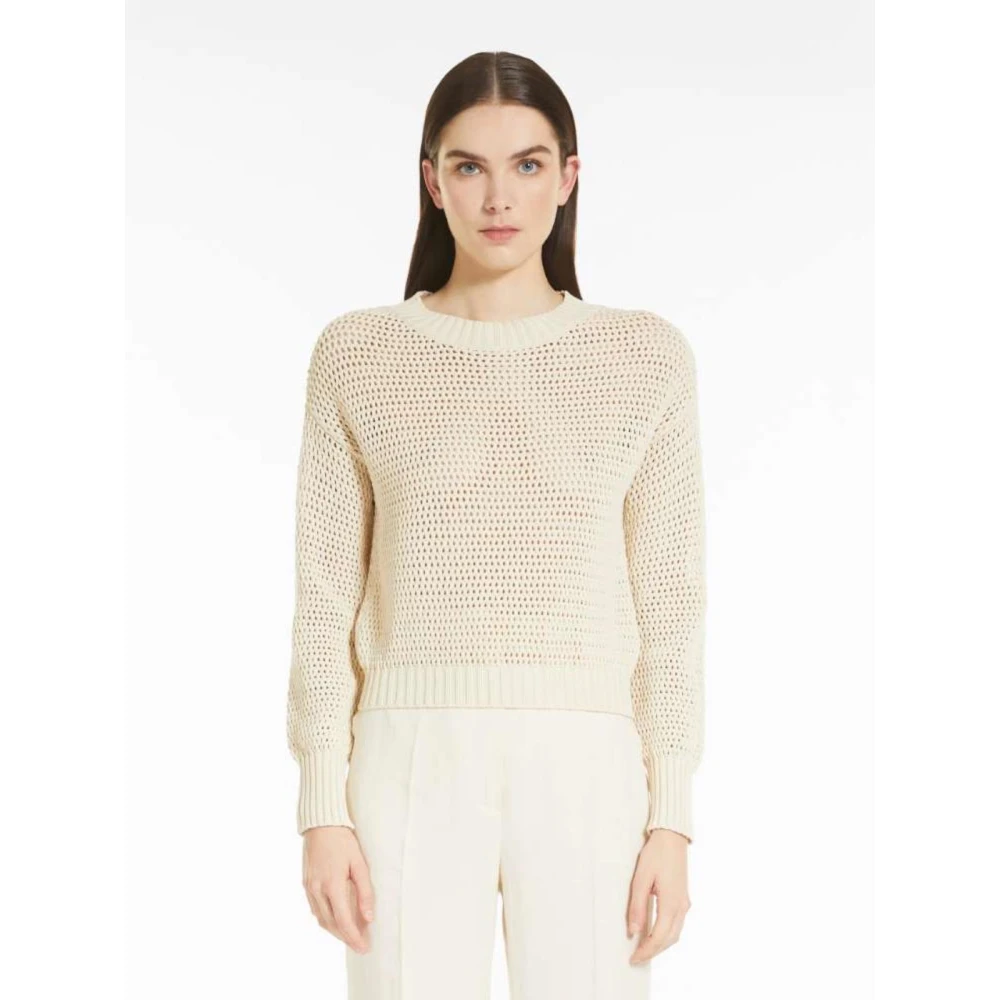 Max Mara Geperforeerde Crew Neck Trui Beige Dames