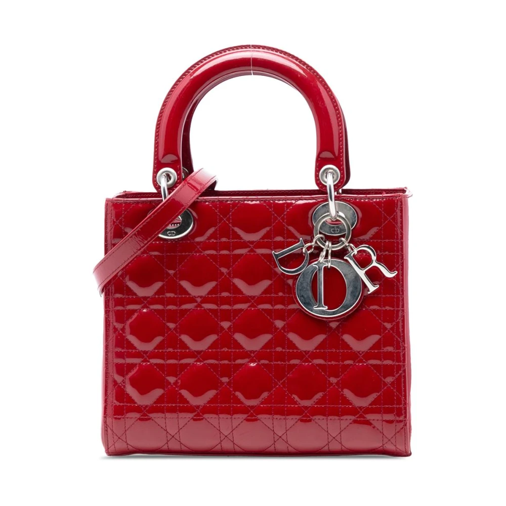 Dior Vintage Women's Red Pre-Owned Structu Leather Top Handle Bag