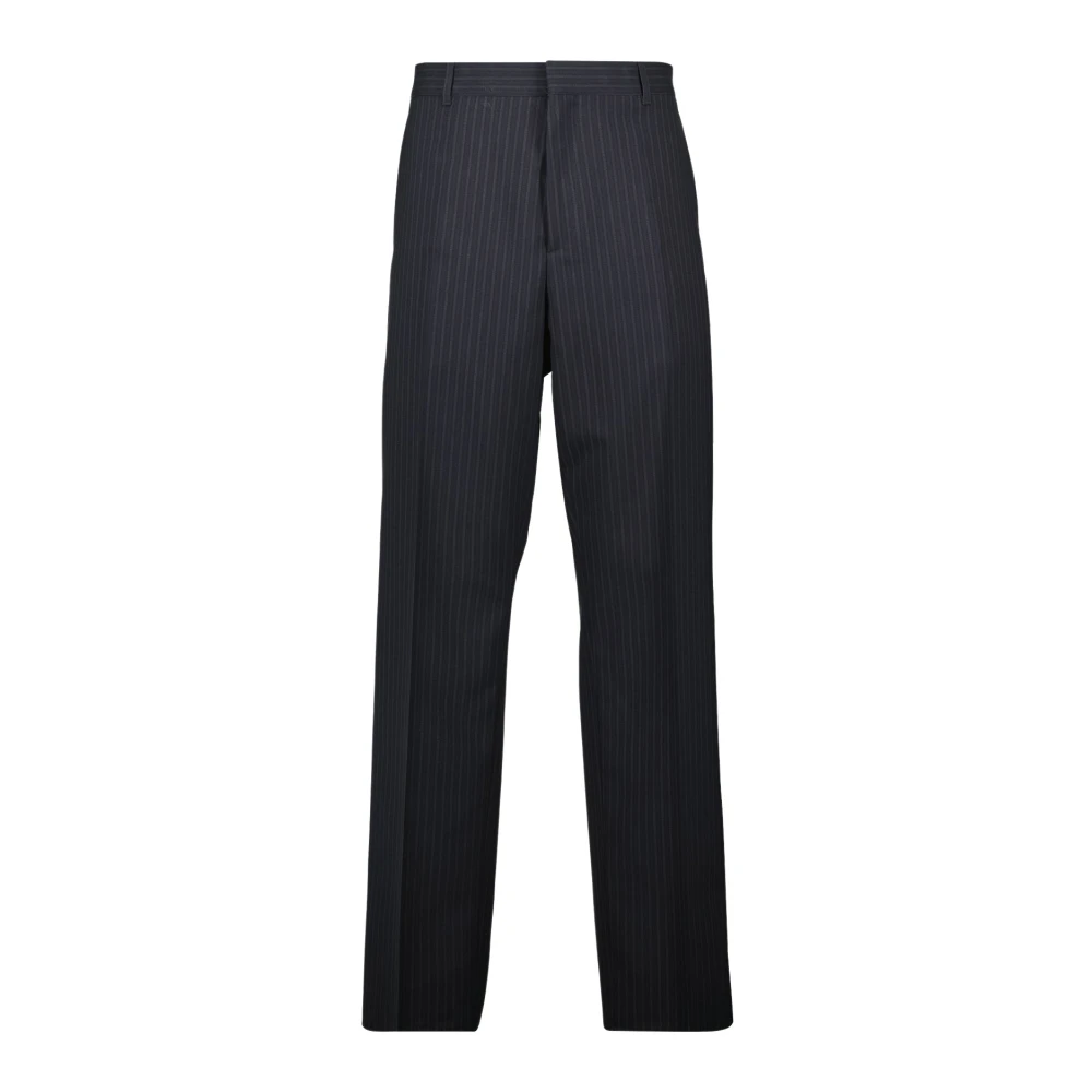 Dior Mannelijk Blauw Broeken Heren, L, Wol, Gestreept Wollen Broek Lente-Zomer 2025