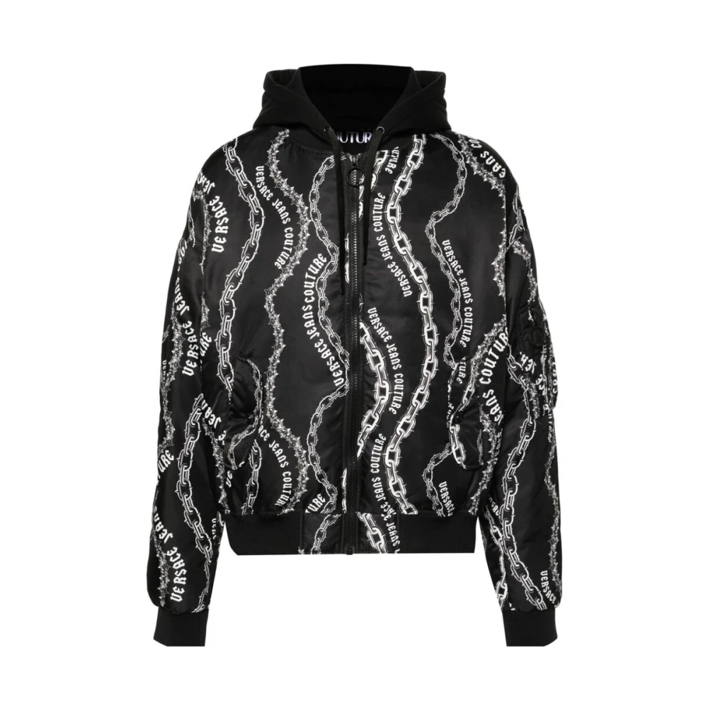 Versace Jeans Couture Ketting-Link Print Hoodie Jas Black Heren