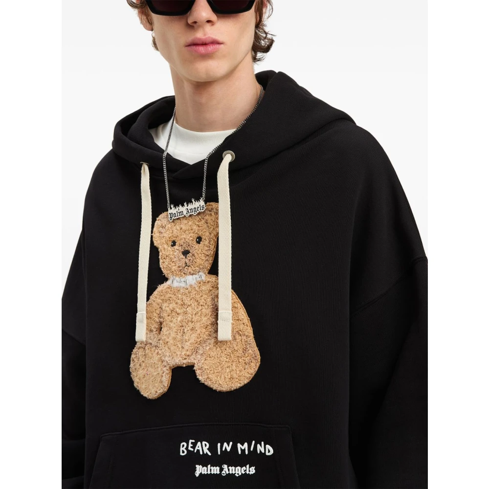 Palm Angels Zwarte Logo Print Hoodie Black Heren