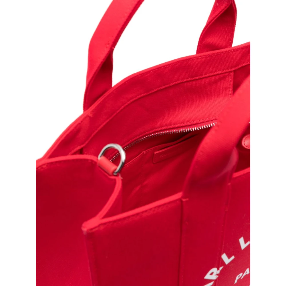 Karl Lagerfeld Tote M Rood Canvas Cirkelvormig Logo Red Dames