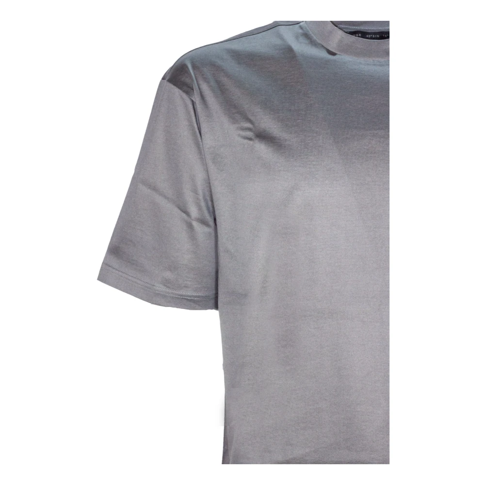 Low Brand Grijze Katoenen T-shirt met Geribbelde Halfnek Gray Heren