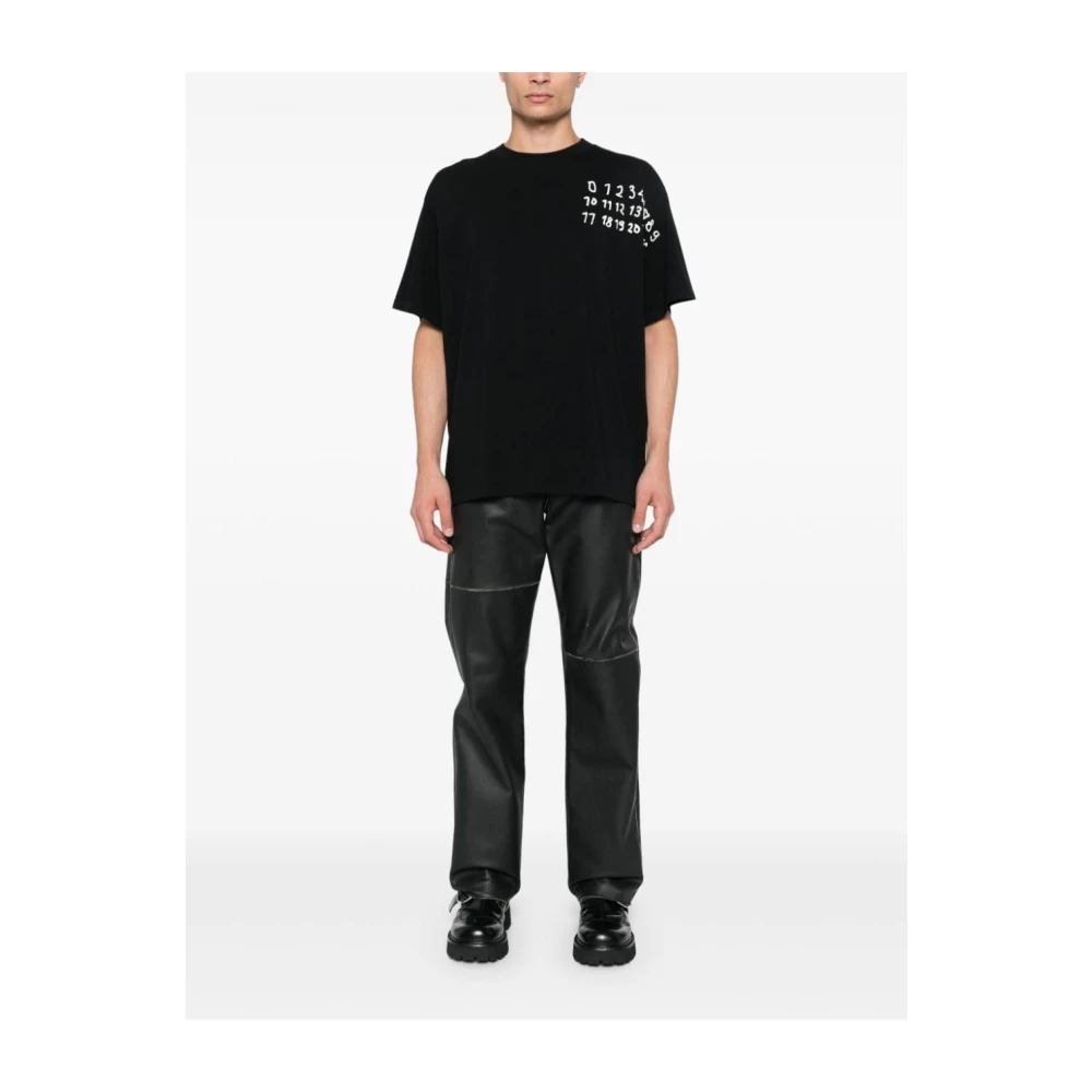 MM6 Maison Margiela Zwart Katoenen Jersey Crew Neck T-shirt Black Heren