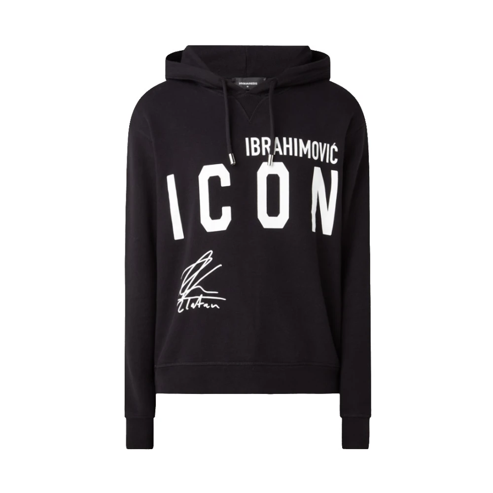 Dsquared2 Men's Black Hoodies,, Hooded Sweatshirt With Ibrahimovic Print Small