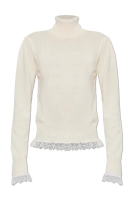 Turtleneck i spetsad merinoull