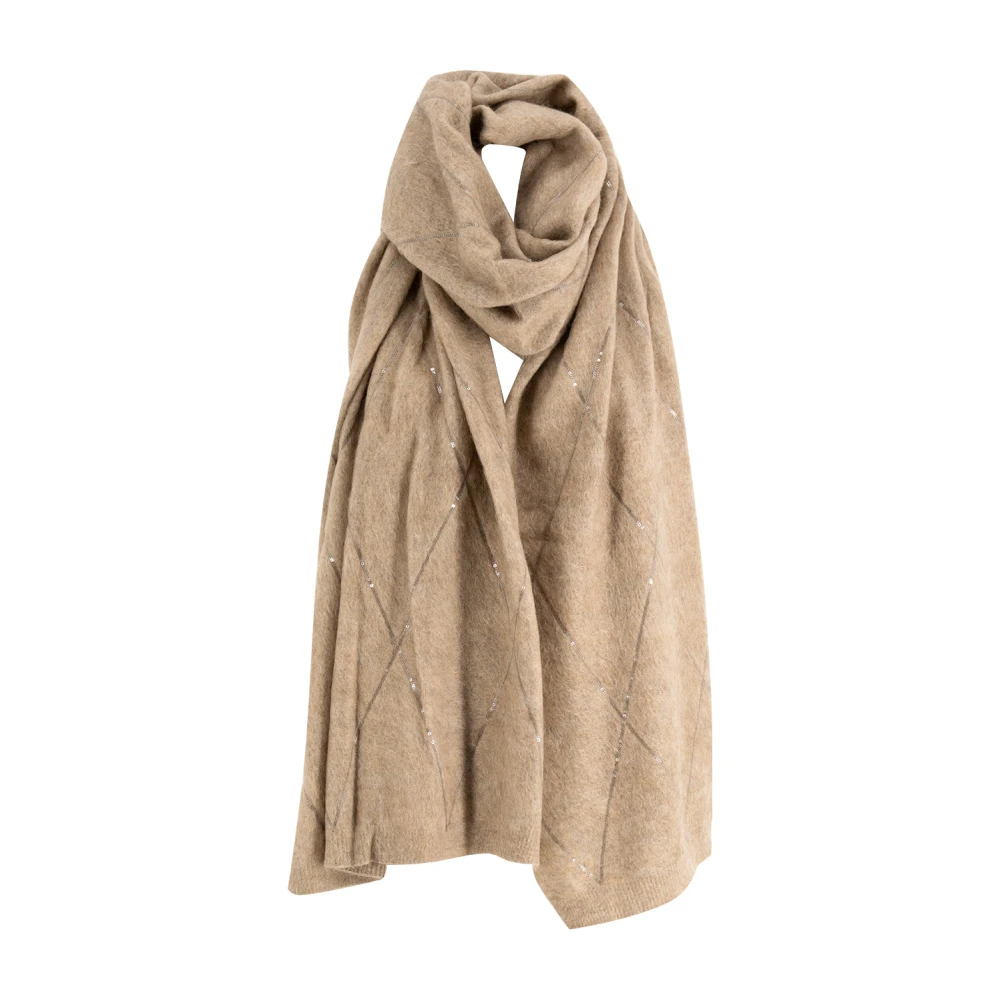 BRUNELLO CUCINELLI Lurex Detail Zachte Sjaal Brown Dames