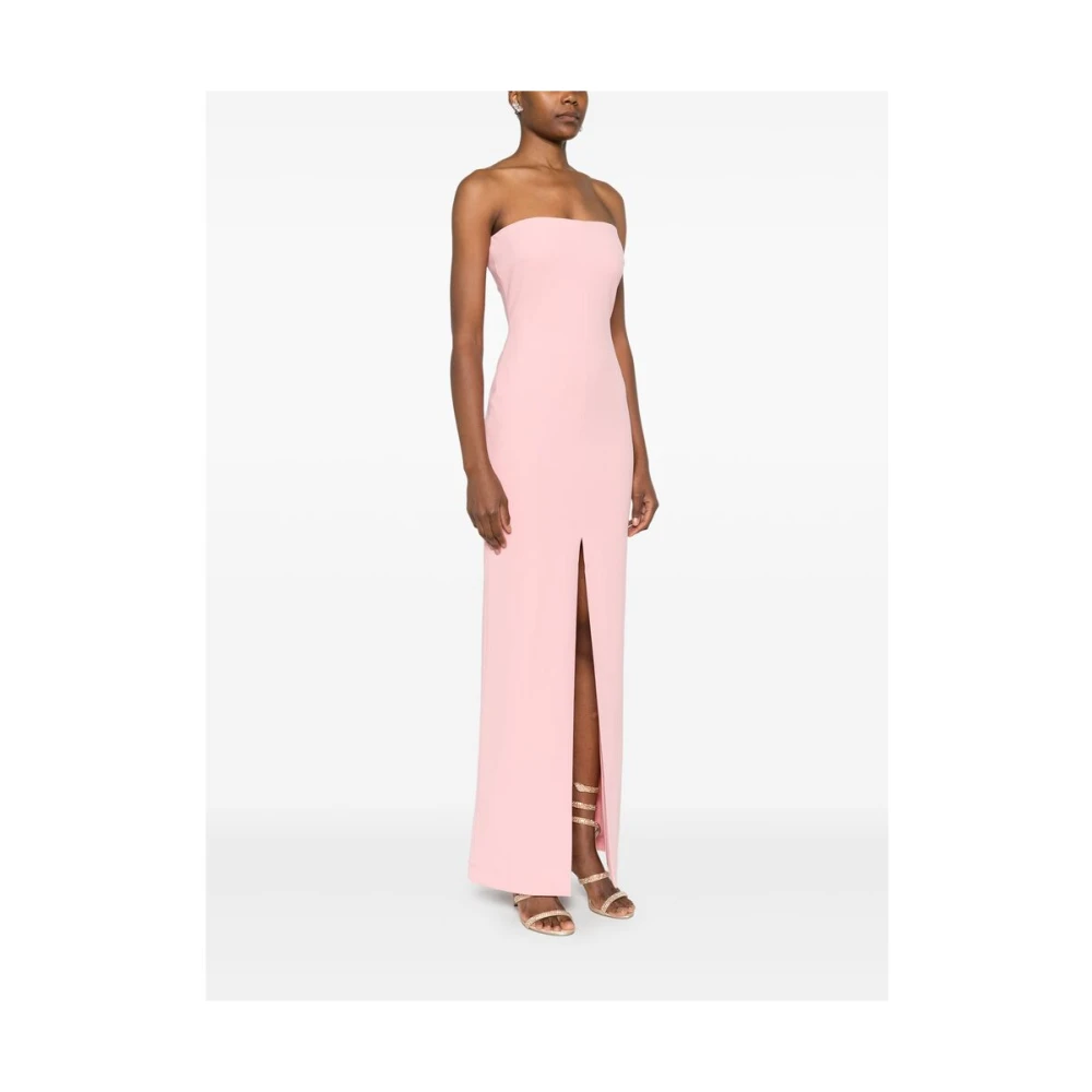 Solace London Roze Strapless Crepe Jurk met Split Pink Dames