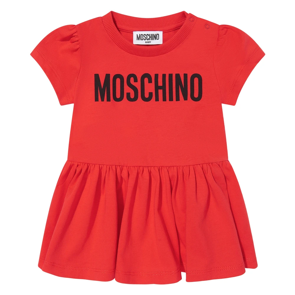 Moschino Girls Red Dresses, 9 M, Logo Skater Dress For Baby