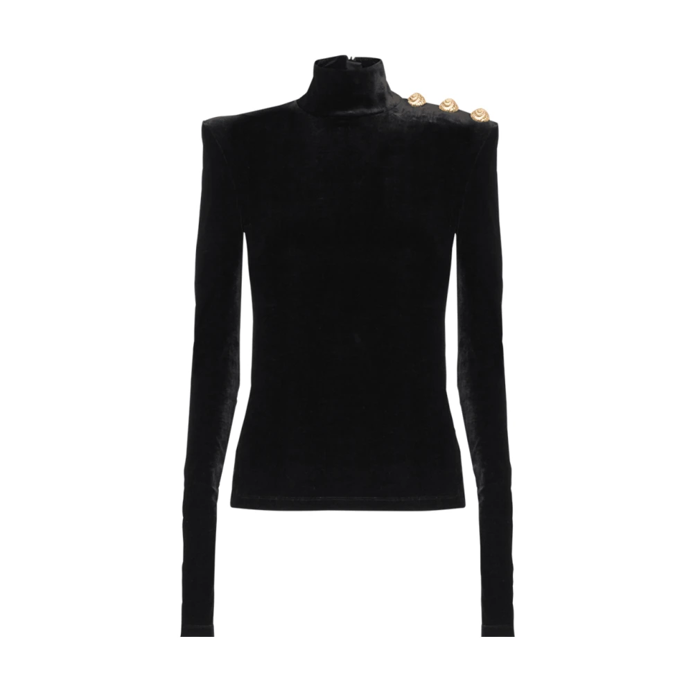 Balmain Zwarte fluwelen coltrui Black Dames