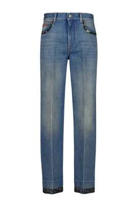 Denimbyxor med Blommigt Detalj