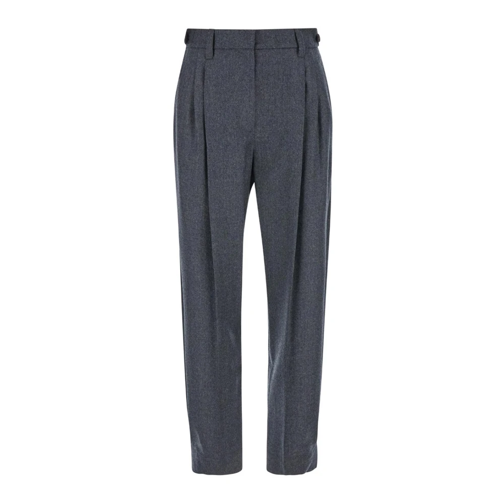 BRUNELLO CUCINELLI Grijze Geplooide Broek Verborgen Sluiting Gray Dames