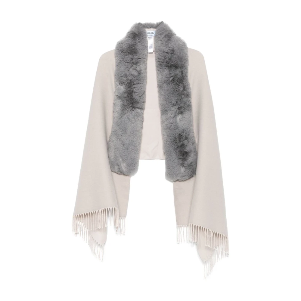 Blugirl Grijze Faux-Fur Trim Sjaal Gray Dames