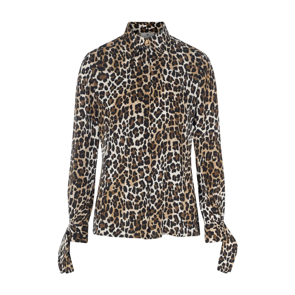 Elisabetta Franchi Animalier Shirt Ca09547E2-B85 Brown Dames