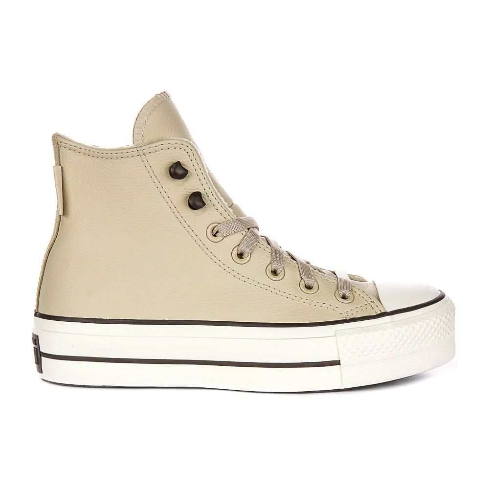 Converse Women's Beige Sneakers, 5 Uk, Lift Platform Cream Leather Trainers