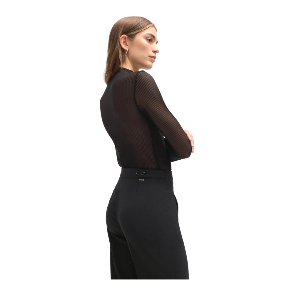Hugo Boss Formele Flared Broek in Zwart Wol Twill Black Dames