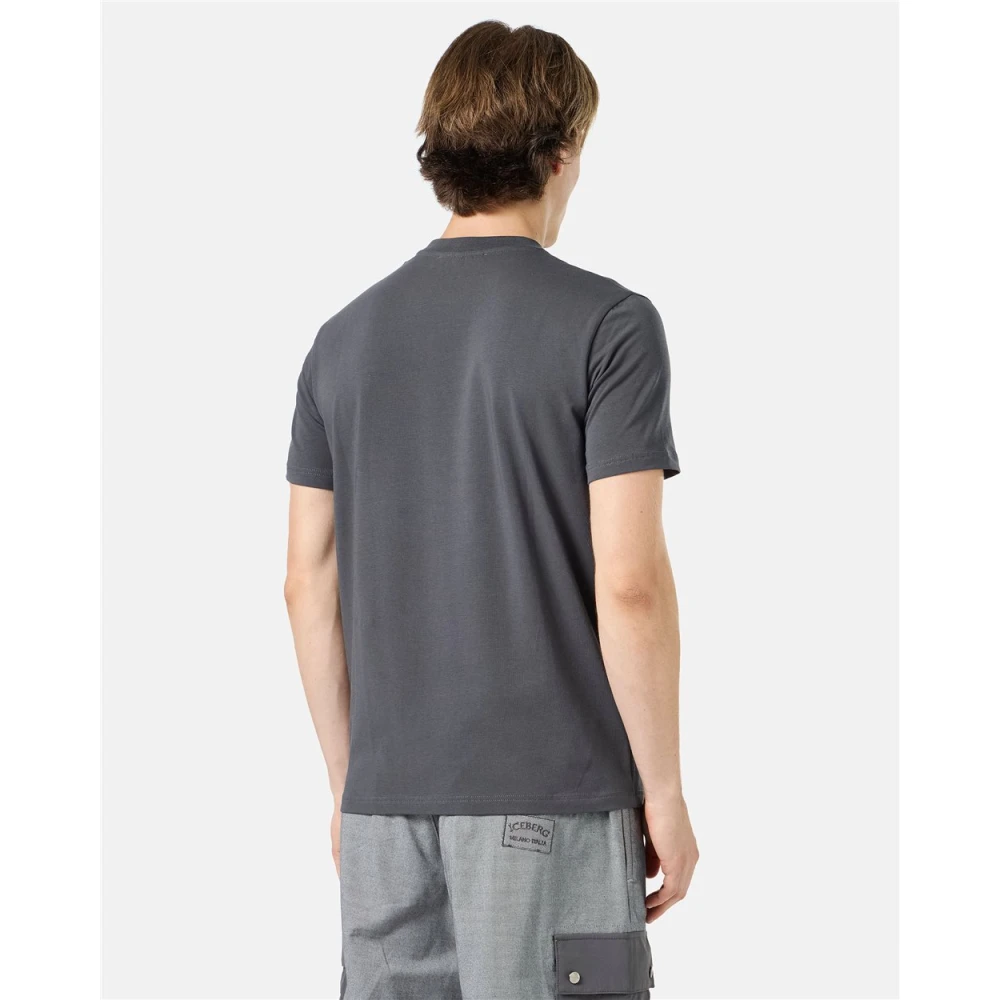 Iceberg Grijze slim-fit T-shirt in stretch jersey met Garfield-print en logo Gray Heren