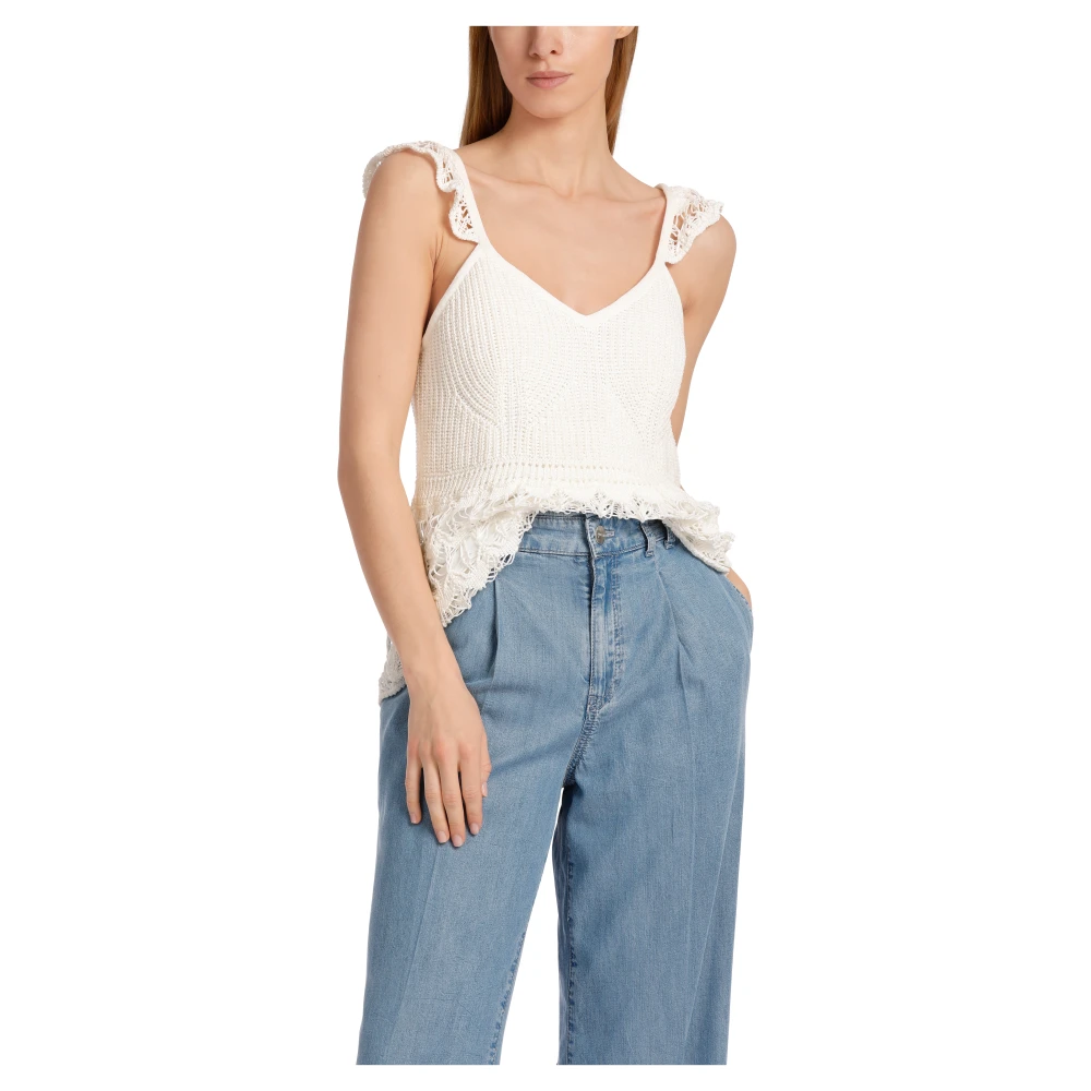 Marc Cain Gebreide Tanktop Rethink Together White Dames