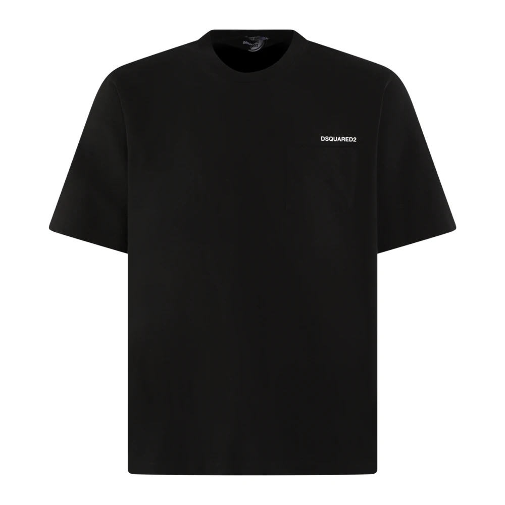 Dsquared2 Monochrome Katoenen T-shirt met Geribbelde Hals White Heren