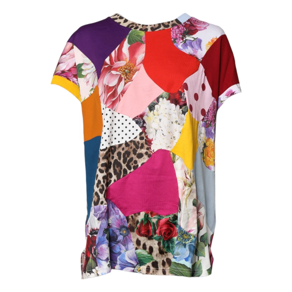 Dolce & Gabbana Women's Multicolor Patchwork Short Sleeve Blouse Top - T-Shirts - Xs - Tops