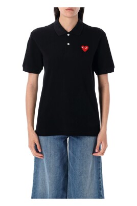 rod-hjerte-patch-polo-skjorte-sort
