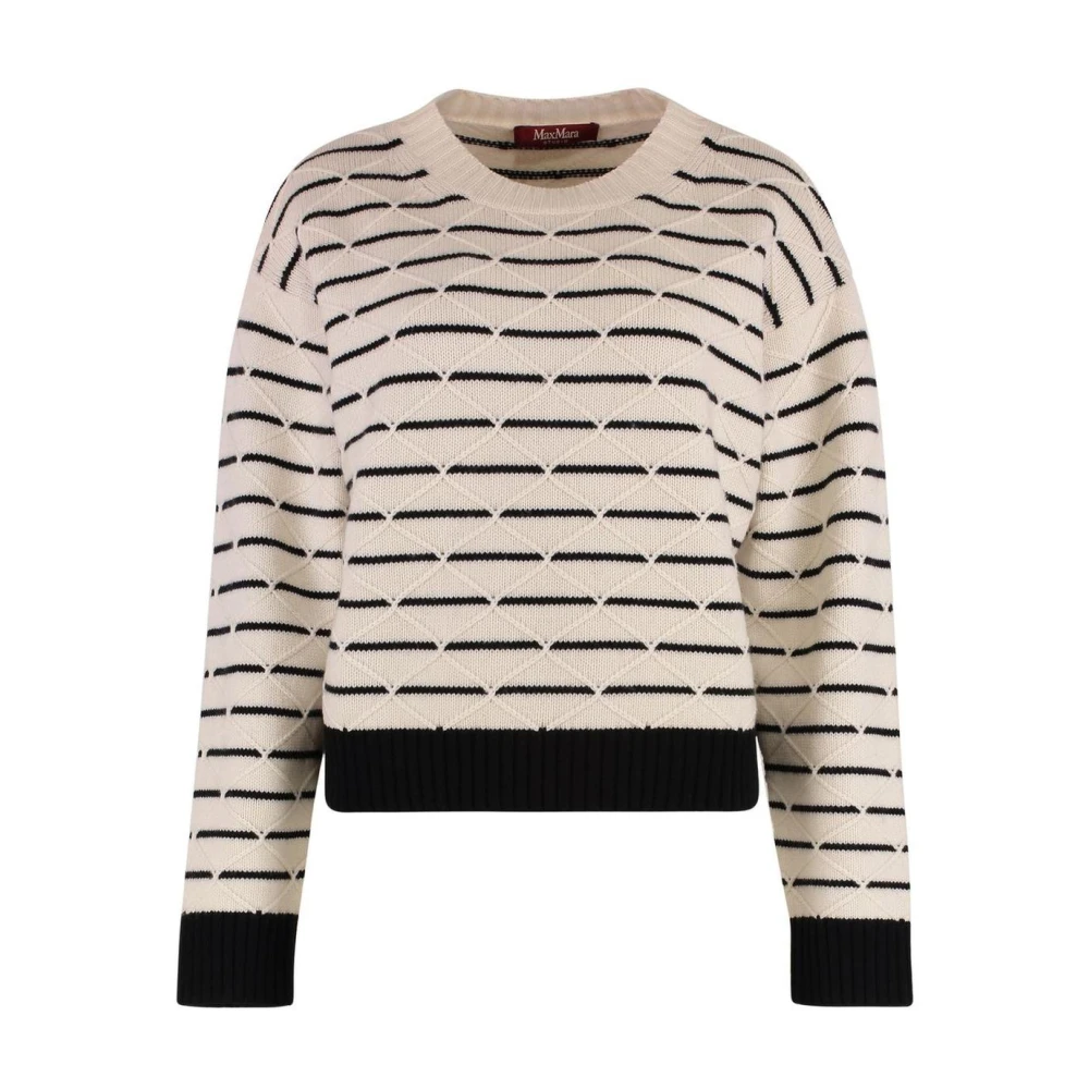 Max Mara Studio Beige Geometric Knit Sweater