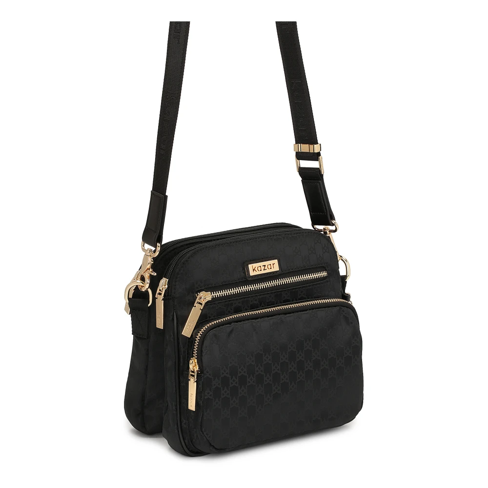 Kazar Veelzijdige Zwarte Stoffen Messenger Tas Black Dames