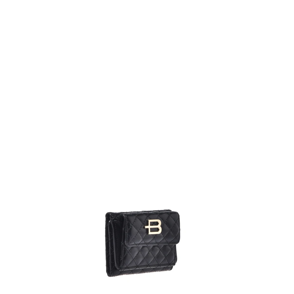 Baldinini Wallet in black quilted leather Black Dames