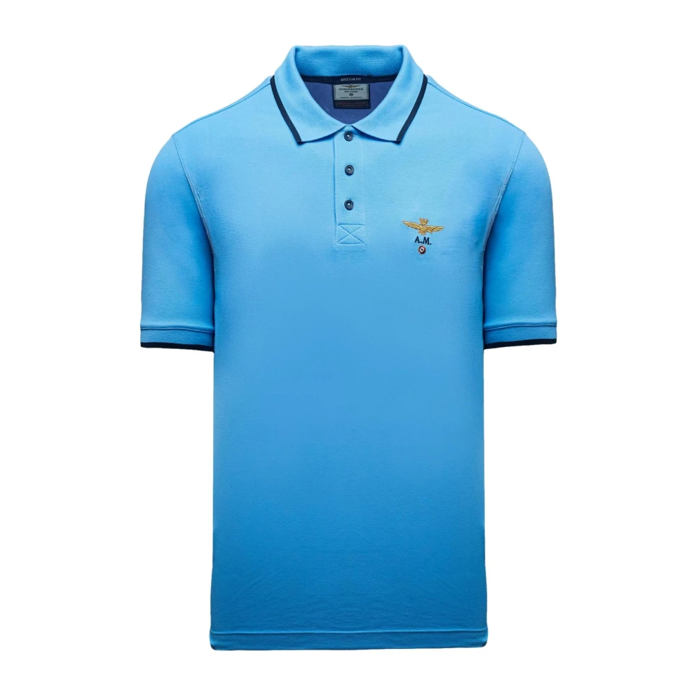 Aeronautica Militare Mannelijk Blauw Tops Heren, 3XL, Katoen, Piqué Katoen Polo