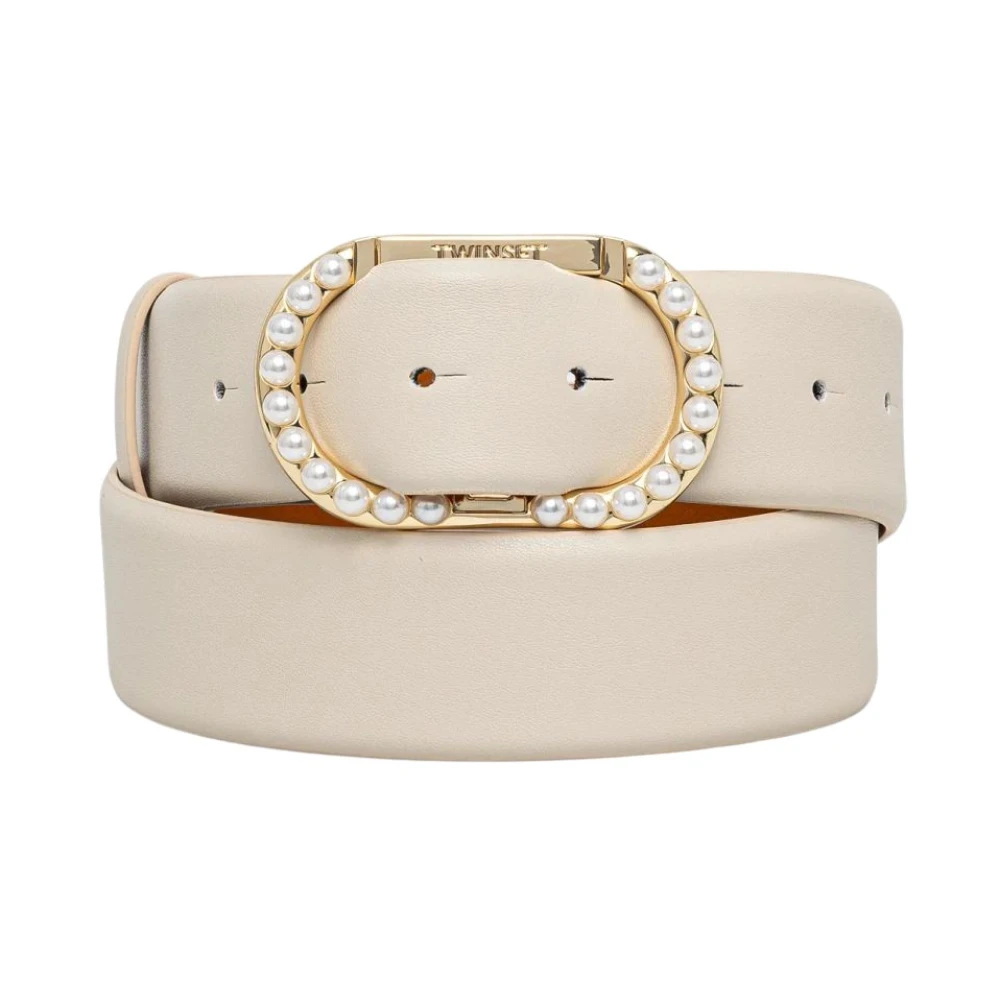 Twinset Ovaal T en parelriem Beige Dames